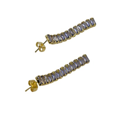 earrings gold steel long purple crystals1